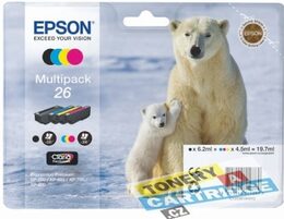 Inkoustová náplň Epson T2616, 6,2ml  originální - černá/červená/modrá/žlutá (C13T26164010)