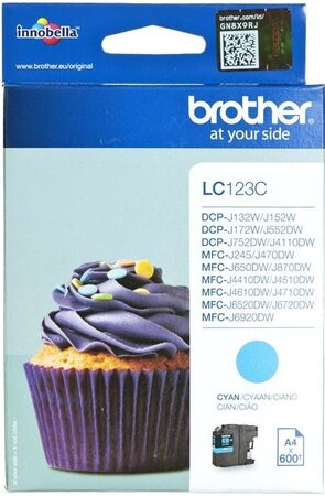 Inkoustová náplň Brother LC-123C, 600 stran originální - modrá (LC123C)