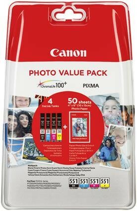 Inkoustová náplň Canon CLI-551, 4x 7ml, CMYK