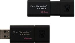 Flash USB Kingston DataTraveler 100 G3 64GB USB 3.0 - černý (DT100G364GB)