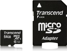 Paměťová karta Transcend MicroSDXC Premium 64GB UHS-I U1 (45MB/s) + adapter (TS64GUSDU1)