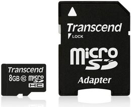 Paměťová karta Transcend MicroSDHC 8GB UHS-I U1 (90MB/s) + adapter (TS8GUSDHC10U1)