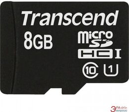 Paměťová karta Transcend MicroSDHC 8GB UHS-I U1 (90MB/s) + adapter (TS8GUSDHC10U1)