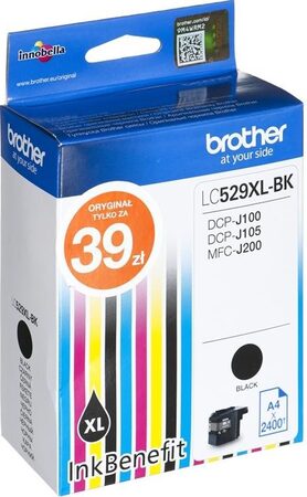 Inkoustová náplň Brother LC-529XLBK (black, 2400 str.) - originální (LC529XLBK)