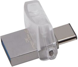 Flash USB Kingston DataTraveler MicroDuo 3C 32GB OTG USB-C/USB 3.1 - stříbrný (DTDUO3C32GB)