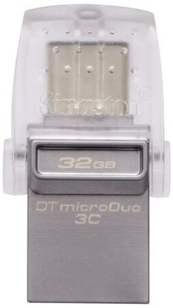 Flash USB Kingston DataTraveler MicroDuo 3C 32GB OTG USB-C/USB 3.1 - stříbrný (DTDUO3C32GB)