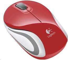 Myš Logitech Wireless Mini Mouse M187 / optická / 2 tlačítka / 1000dpi - červená (910002732)
