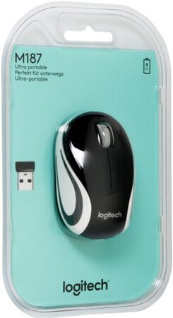 Myš Logitech Wireless Mini Mouse M187 / optická / 2 tlačítka / 1000dpi - černá (910002731)
