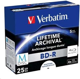 Disk Verbatim BD-R M-Disc 25GB, 4x, printable, jewel box, 5ks