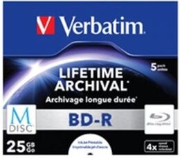 Disk Verbatim BD-R M-Disc 25GB, 4x, printable, jewel box, 5ks