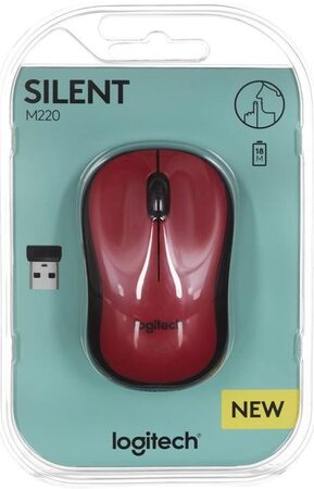 Myš Logitech Wireless Mouse M220 Silent / optická / 3 tlačítka / 1000dpi - červená (910004880)