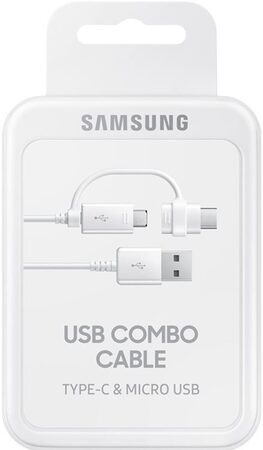 Kabel Samsung MicroUSB, 1,5m + redukce USB-C - bílý