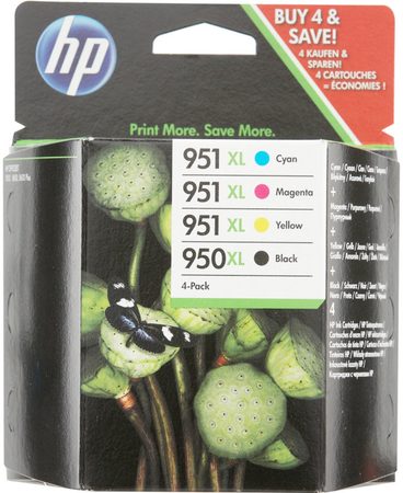 Inkoustová náplň HP 950XL černá + 951XL azurová, purpurová a žlutá originální
