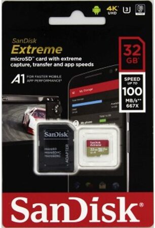 Paměťová karta Sandisk Micro SDHC Extreme 32GB UHS-I U1 (100R/60W) + adaptér