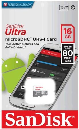 Paměťová karta Sandisk Micro SDHC Ultra 16GB UHS-I U1 (48R/48W)