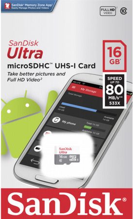 Paměťová karta Sandisk Micro SDHC Ultra 16GB UHS-I U1 (48R/48W)