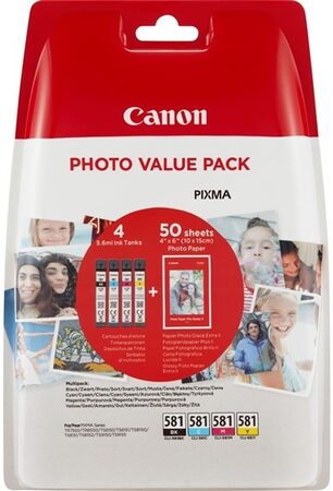 Inkoustová náplň Canon CLI-581, 200/250 stran, Photo Value Pack, CMYK
