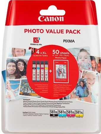 Inkoustová náplň Canon CLI-581XL, 520/200 stran, Photo Value Pack, CMYK