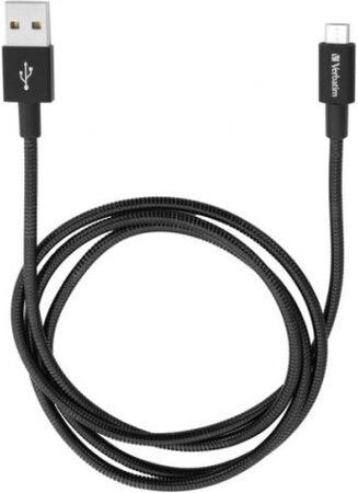 Kabel Verbatim Sync & Charge MicroUSB, 1m, nerezová ocel - stříbrný