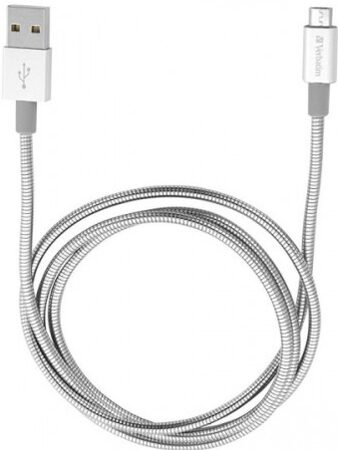 Kabel Verbatim Sync & Charge MicroUSB, 1m, nerezová ocel - stříbrný