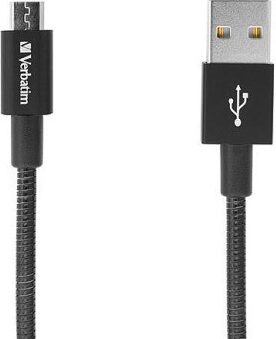 Kabel Verbatim Sync & Charge MicroUSB, 1m, nerezová ocel - stříbrný