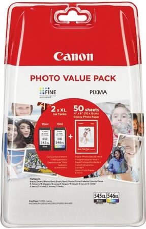 Inkoustová náplň Canon PG-545XL + CL-546XL- originální, 400/300 stran Photo Value Pack - CMYK