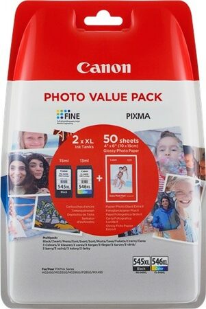 Inkoustová náplň Canon PG-545XL + CL-546XL- originální, 400/300 stran Photo Value Pack - CMYK