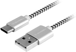 Kabel GoGEN USB / USB-C, 1m, opletený - stříbrný