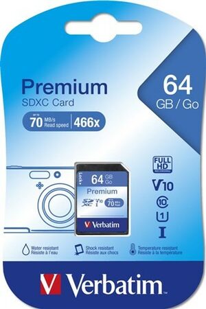 Paměťová karta Verbatim Premium SDXC 64GB UHS-I V10 U1 (90R/10W)