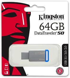Kingston USB 3.1 64GB DT50 kovová modrá
