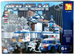 Stavebnice Dromader Policie Auto+Vrtulník+Stanice 23001 779ks v krabici 55x43x7c