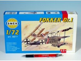 Model Fokker Dr.1 13x16,1cm v krabici 31x13,5x3,5cm