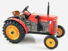 Traktor Zetor 25A červený na klíček kov 15cm 1:25 v krabičce Kovap