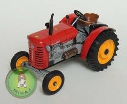 Traktor Zetor 25A červený na klíček kov 15cm 1:25 v krabičce Kovap