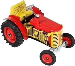 Traktor Zetor 25A červený na klíček kov 15cm 1:25 v krabičce Kovap