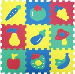 Pěnové puzzle Ovoce Zelenina 30x30cm asst 2 druhy 10ks v sáčku