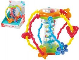 Chrastítko Teddies koule plast 15cm v krabičce 15x18x15cm