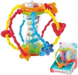 Chrastítko Teddies koule plast 15cm v krabičce 15x18x15cm
