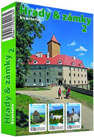 Kvarteto Hrady a zámky společenská hra karty 32ks v papírové krabičce 7x11x1cm