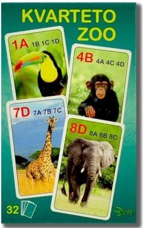 Kvarteto ZOO společenská hra karty 32ks v papírové krabičce 7x11x1cm