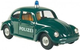 Auto VW brouk policie kov 11cm tmavě zelené v krabičce Kovap