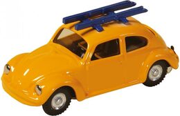 Auto VW brouk s lyžemi kov 11cm žluté v krabičce Kovap