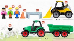 Lena 1632 Truckies set farma plast traktor s přívěsem, nakladač s doplňky v krabici 38x28x10cm 24m+