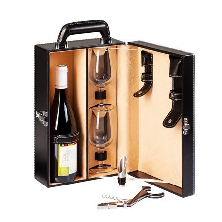 Domoclip GS110 - Luxusní dárková sada na víno, otvírák, nálevka, 2 x sklenice, k