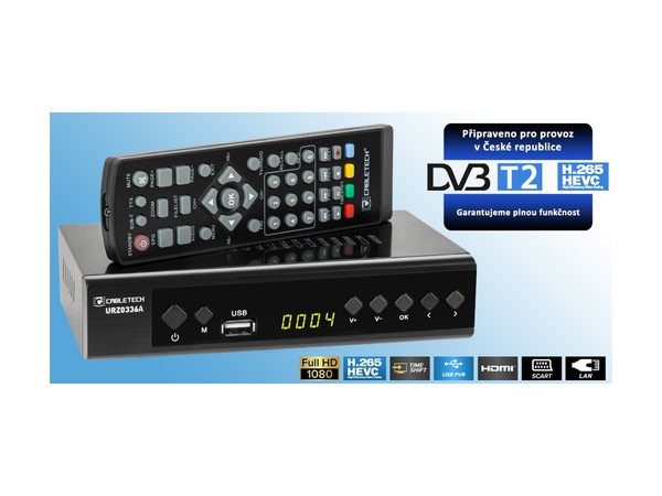Kruger&Matz Cabletech URZ0336A - Digitální tuner DVB-T2 H.265 HEVC LAN