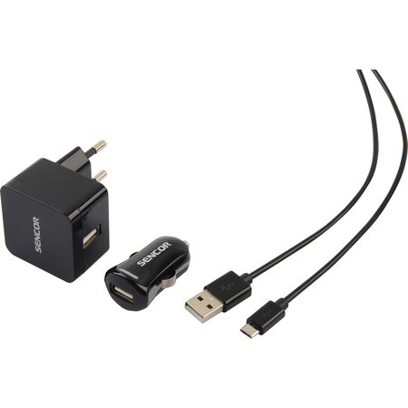 Nabíječka Sencor SCO 515-000 - neoriginální USB KIT 1M/WALL/CAR SENCOR - černá