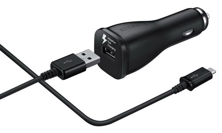 Adaptér do auta Samsung EP-LN915U, 1x USB, 2A, s funkcí rychlonabíjení + MicroUSB kabel - černý