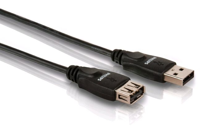 Kabel Philips USB 2.0, M/F, 1,8 m - černý