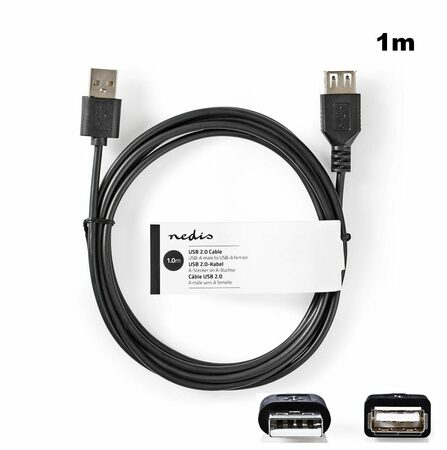 Nedis CCGT60010BK10  USB 2.0 prodlužovací kabel AM - AF 1m