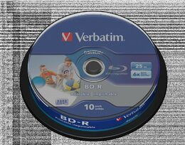 Disk Verbatim BD-R SL 25GB, 6x, Printable 10-cake (43804)